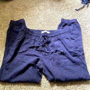 Calvin Klein Jeans Linen Cropped Navy Blue Pants. Size 2